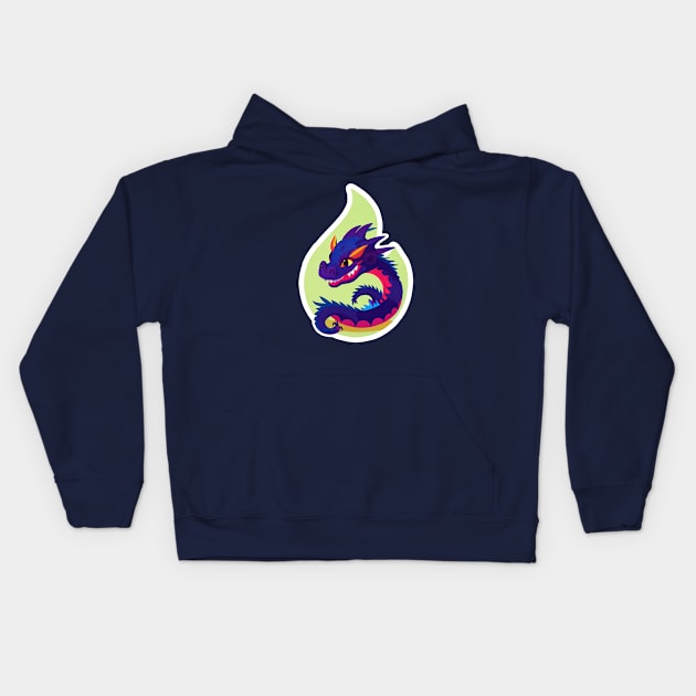 Cute purple dragon Kids Hoodie by Mad Swell Designs